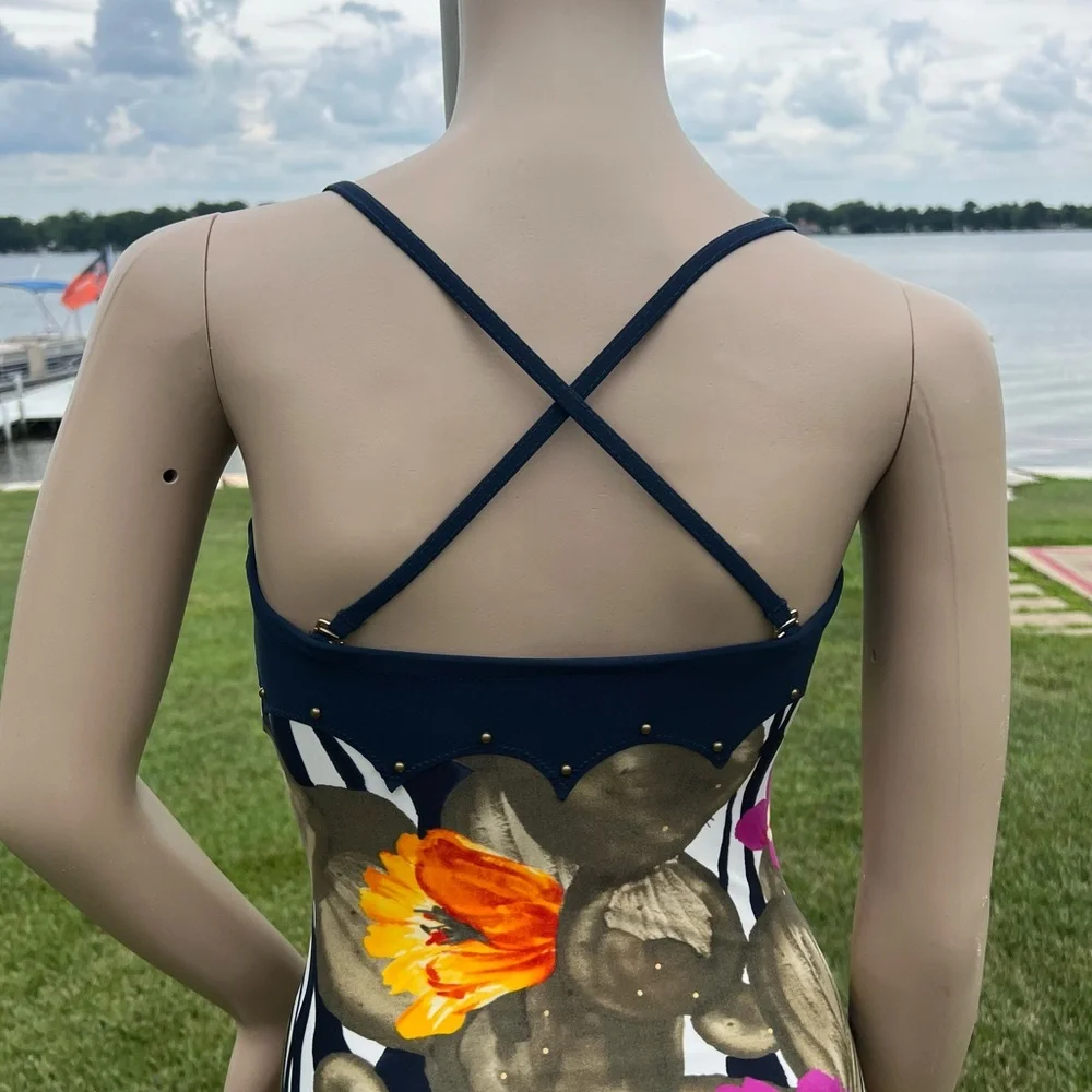 - Gottex Studded Floral Bandeau Maillot! EUC!